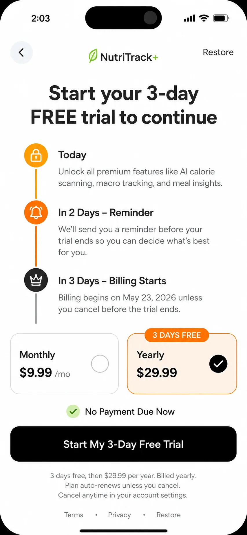 Mobile in-app purchase offer screenshot