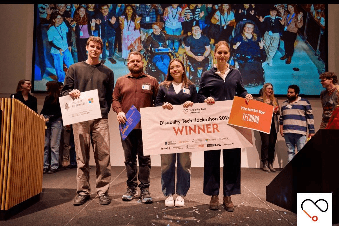 Harro Krog and team winning the Disability Tech × Microsoft Hackathon in Copenhagen