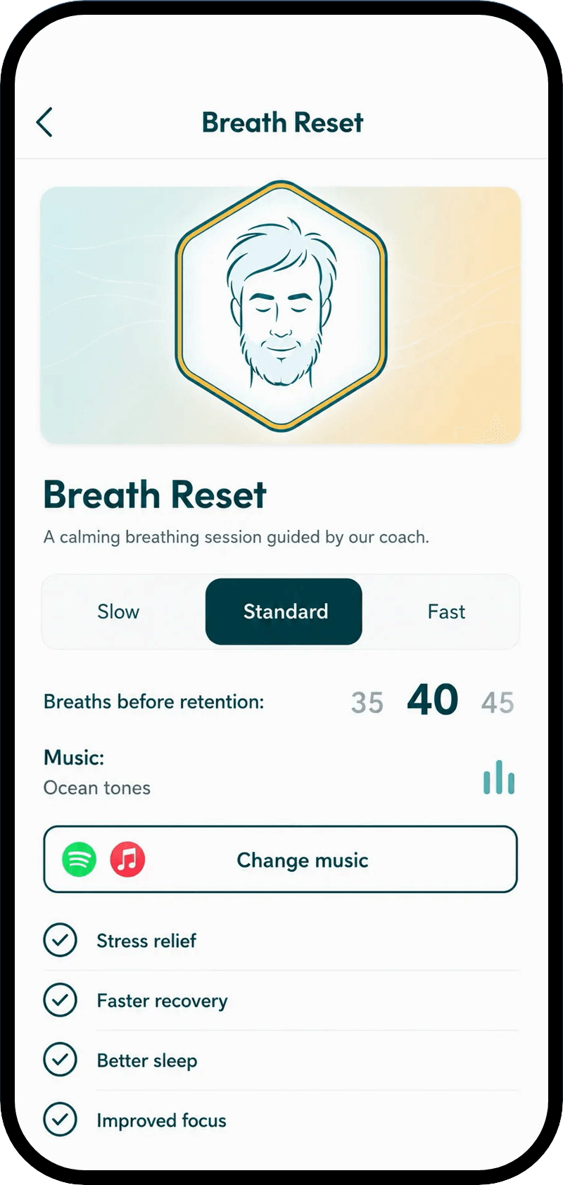 Guided breathing session screen