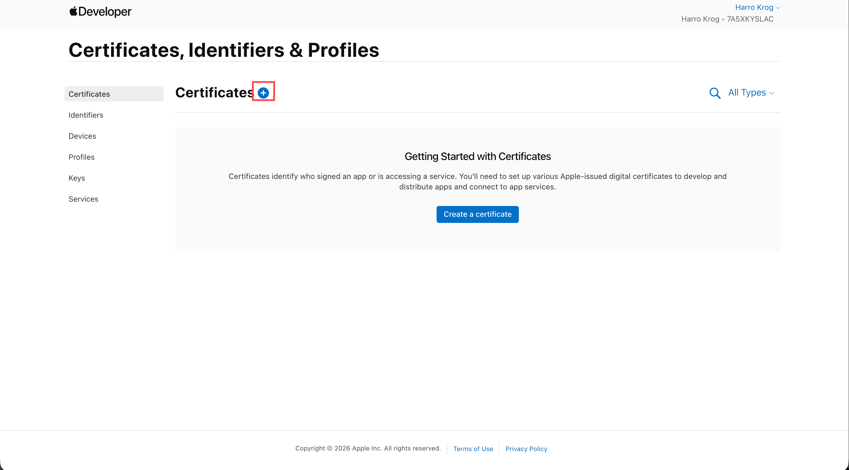 Certificates list