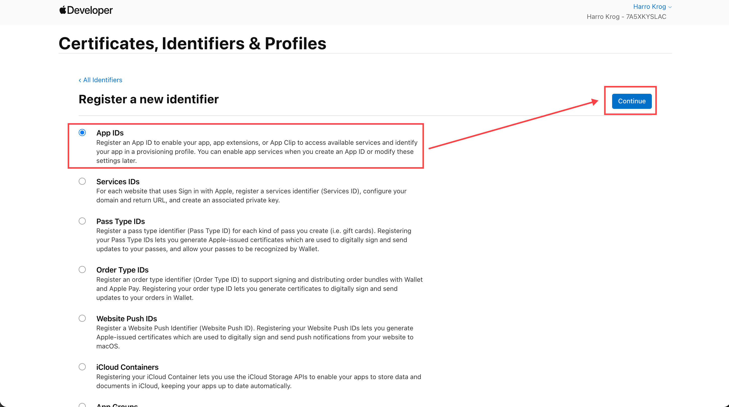 Selecting a certificate type